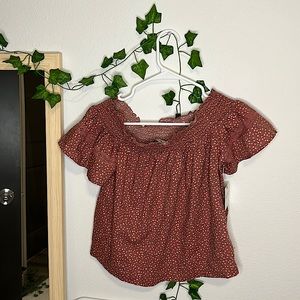 Floral rose off shoulder top